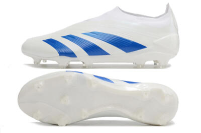 Men's Adidas Predator Elite Laceless FG Football Boots - White/Blue