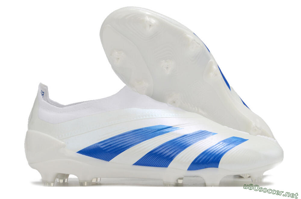 Men's Adidas Predator Elite Laceless FG Football Boots - White/Blue 2
