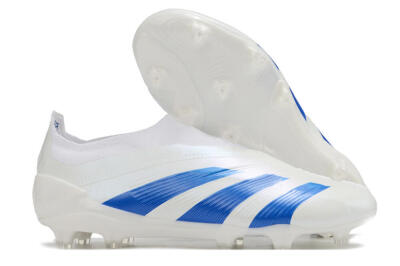 Men's Adidas Predator Elite Laceless FG Football Boots - White/Blue