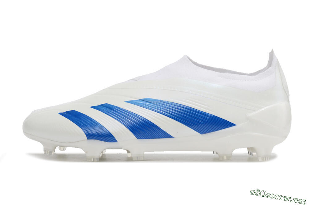 Men's Adidas Predator Elite Laceless FG Football Boots - White/Blue 0