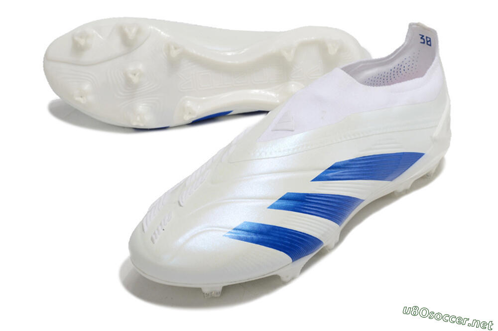 Men's Adidas Predator Elite Laceless FG Football Boots - White/Blue 3