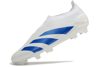 Men's Adidas Predator Elite Laceless FG Football Boots - White/Blue