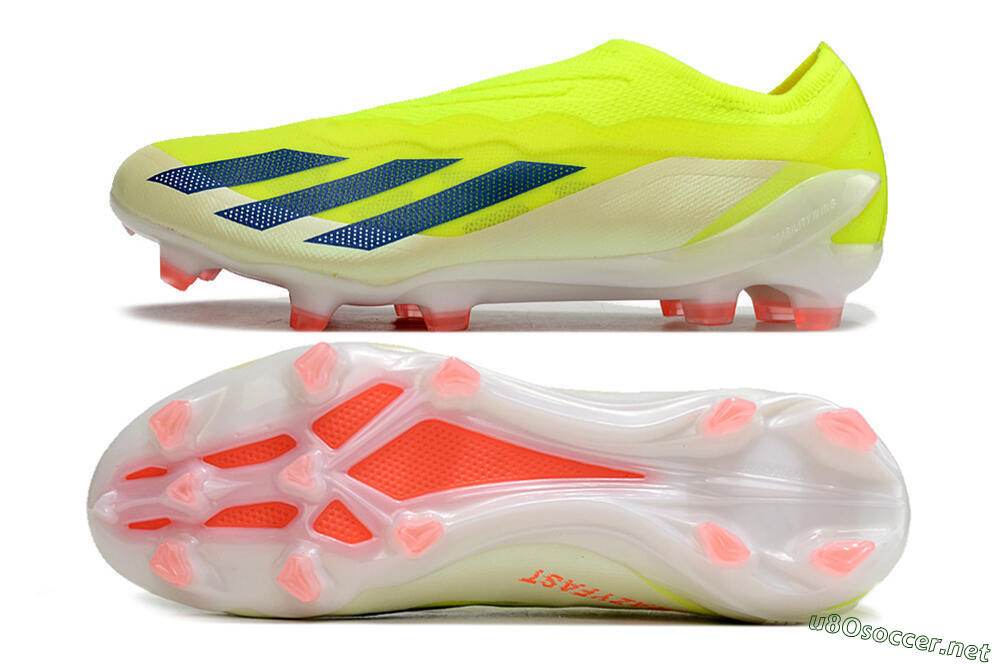 Men's Adidas X Crazyfast+ Laceless FG Football Boots - Yellow/Blue/Red 1