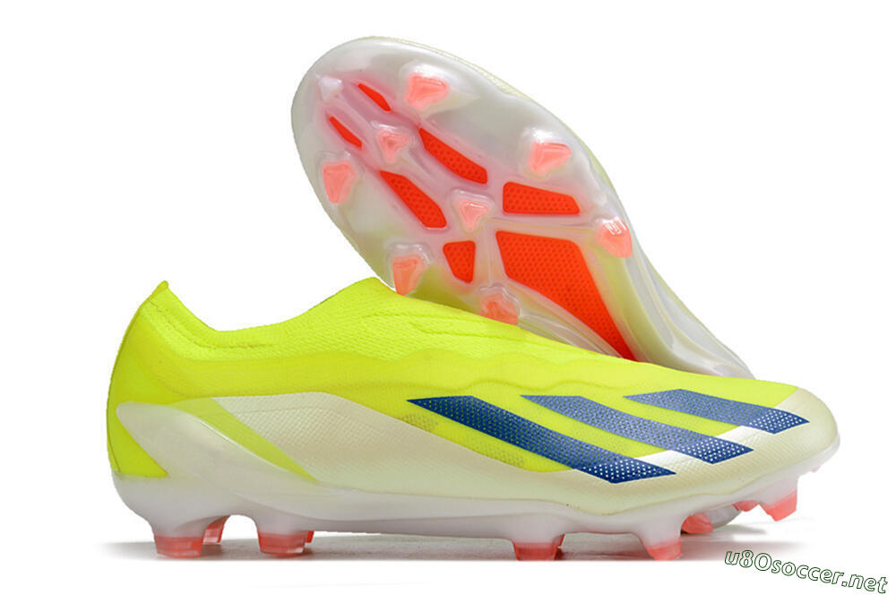 Men's Adidas X Crazyfast+ Laceless FG Football Boots - Yellow/Blue/Red 2