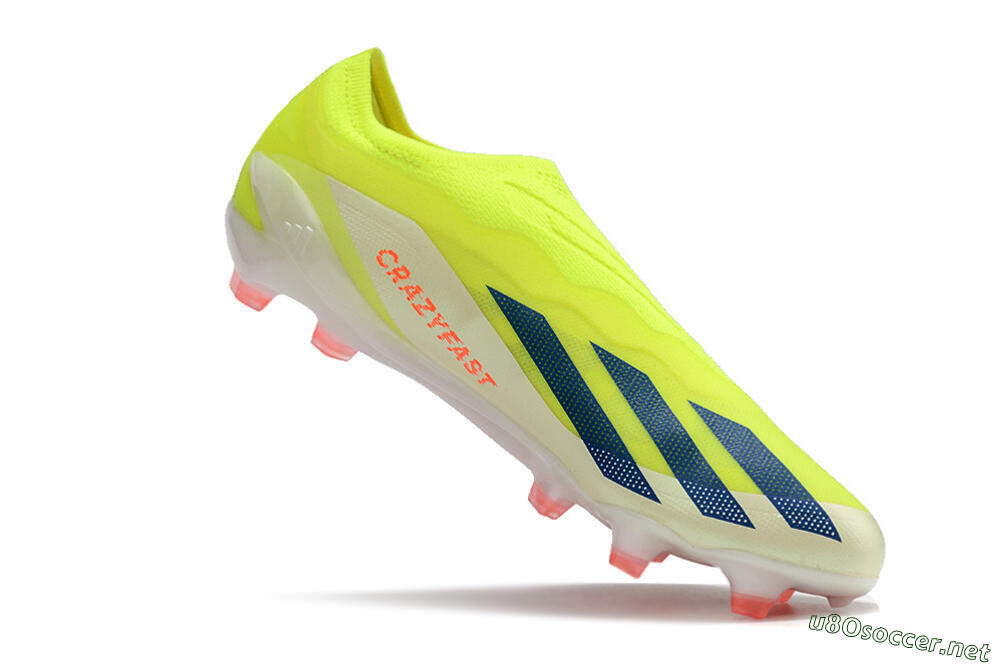 Men's Adidas X Crazyfast+ Laceless FG Football Boots - Yellow/Blue/Red 4