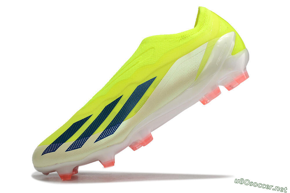 Men's Adidas X Crazyfast+ Laceless FG Football Boots - Yellow/Blue/Red 5