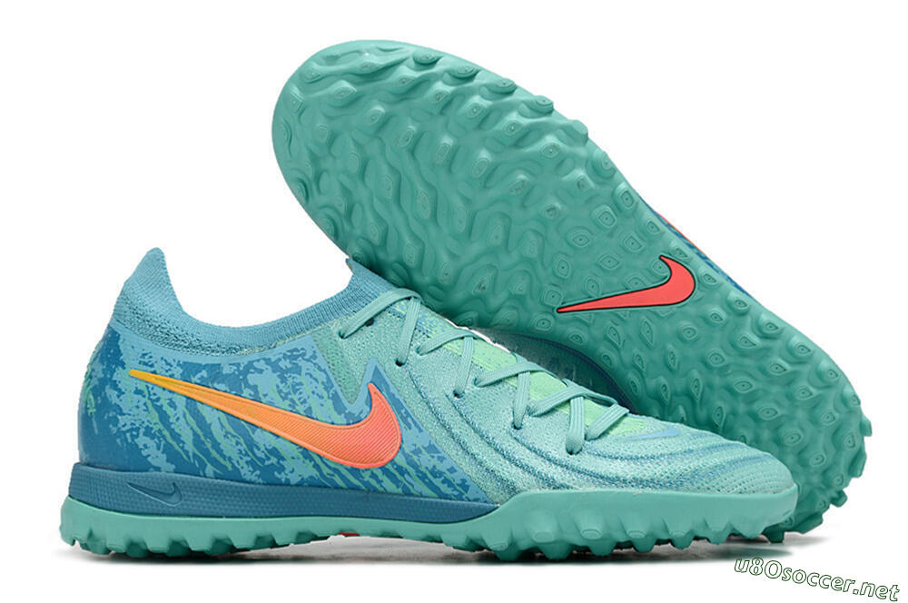 Men's Nike Phantom Luna Elite TF Football Shoes - Jade/Orange/Yellow 2
