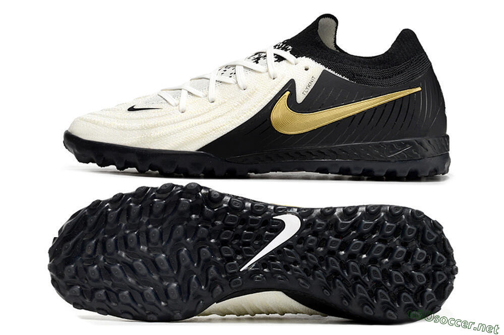 Men's Nike Phantom GX 2 Elite TF Football Shoes - White/Black/Gold 1
