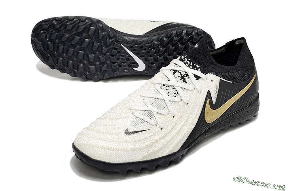 Men's Nike Phantom GX 2 Elite TF Football Shoes - White/Black/Gold 3