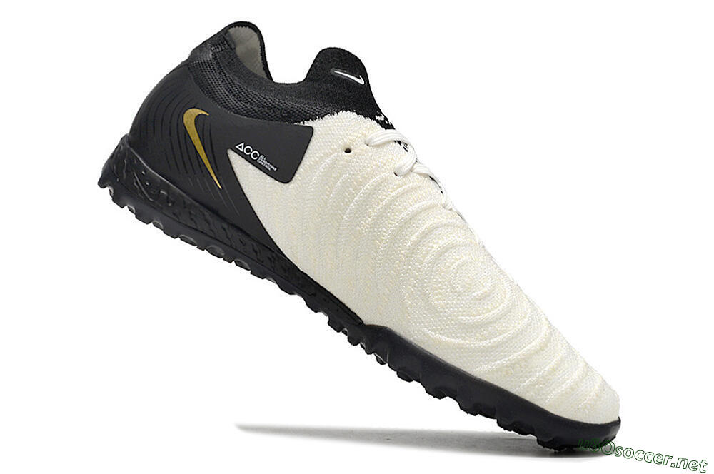 Men's Nike Phantom GX 2 Elite TF Football Shoes - White/Black/Gold 4