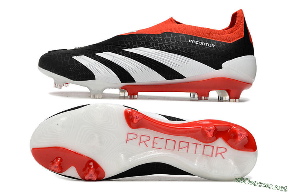 Men's Adidas Predator Elite Laceless FG Football Boots - Black/White/Red 1
