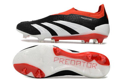 Men's Adidas Predator Elite Laceless FG Football Boots - Black/White/Red