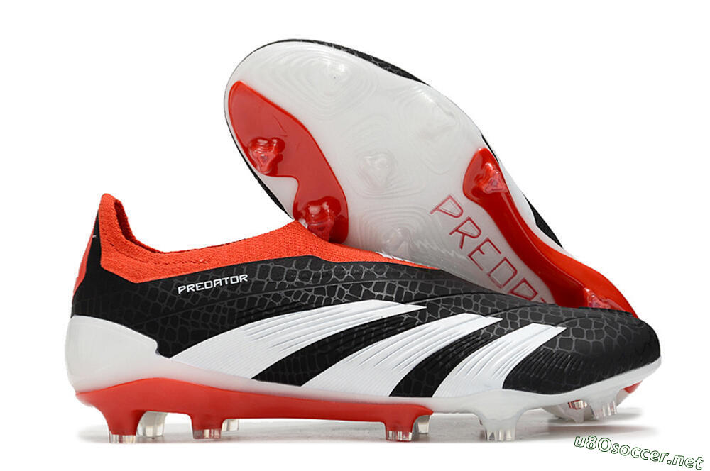 Men's Adidas Predator Elite Laceless FG Football Boots - Black/White/Red 2
