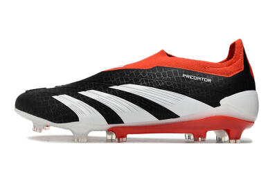 Men's Adidas Predator Elite Laceless FG Football Boots - Black/White/Red