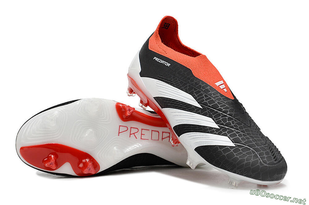 Men's Adidas Predator Elite Laceless FG Football Boots - Black/White/Red 3