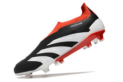Men's Adidas Predator Elite Laceless FG Football Boots - Black/White/Red