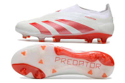 Men's Adidas Predator Elite Laceless FG Football Boots - White/Red