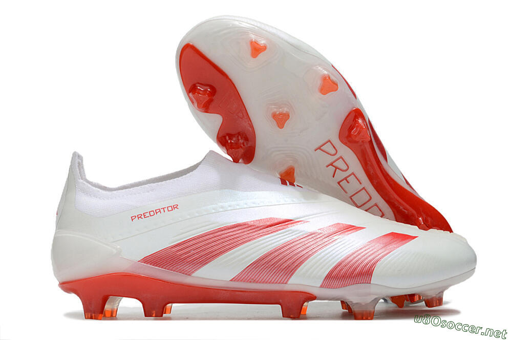Men's Adidas Predator Elite Laceless FG Football Boots - White/Red 2