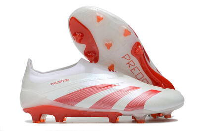 Men's Adidas Predator Elite Laceless FG Football Boots - White/Red