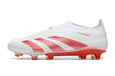 Men's Adidas Predator Elite Laceless FG Football Boots - White/Red