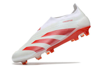 Men's Adidas Predator Elite Laceless FG Football Boots - White/Red