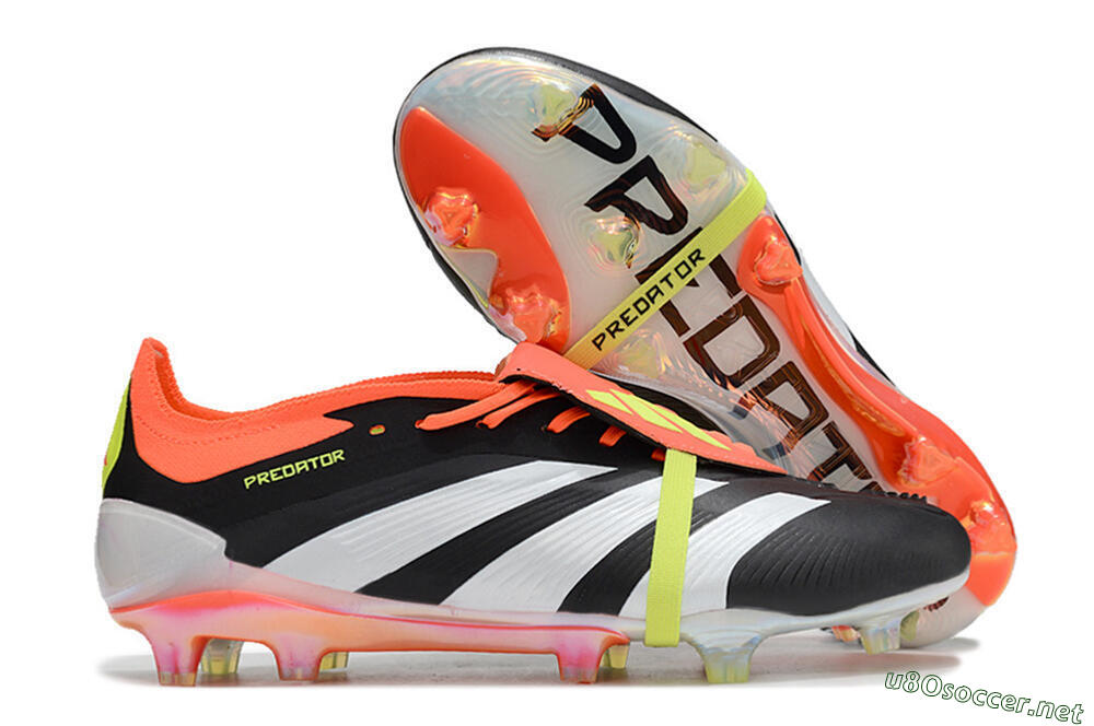 Men's Adidas Predator Elite Foldover Tongue FG Football Boots - Black/White/Orange 2