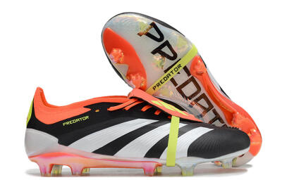 Men's Adidas Predator Elite Foldover Tongue FG Football Boots - Black/White/Orange