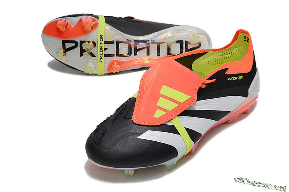 Men's Adidas Predator Elite Foldover Tongue FG Football Boots - Black/White/Orange 3