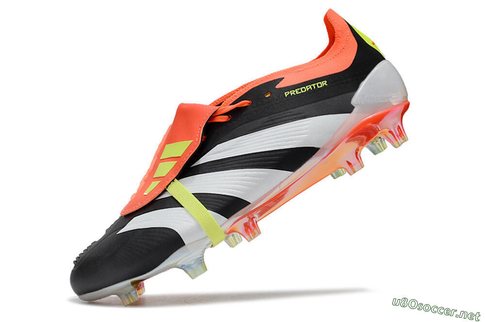 Men's Adidas Predator Elite Foldover Tongue FG Football Boots - Black/White/Orange 5