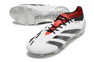 Men's Adidas Predator Elite FG Football Boots - White/Black/Red