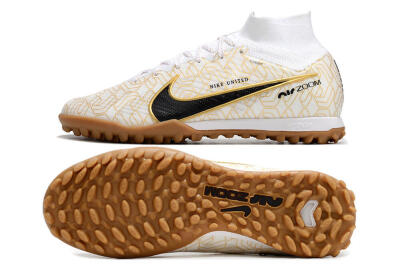 Men's Nike Air Zoom Mercurial Superfly 9 Elite TF Football Shoes - White/Black/Gold