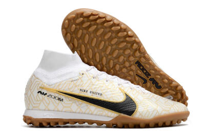 Men's Nike Air Zoom Mercurial Superfly 9 Elite TF Football Shoes - White/Black/Gold