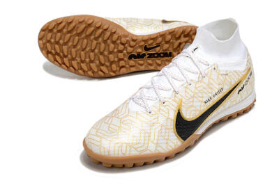 Men's Nike Air Zoom Mercurial Superfly 9 Elite TF Football Shoes - White/Black/Gold