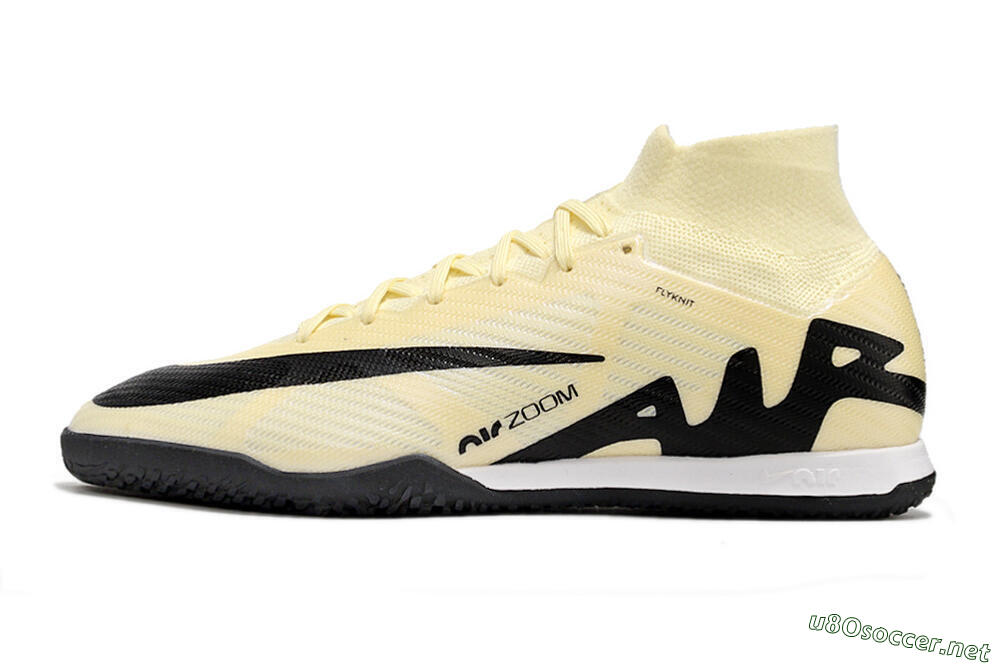 Men's Nike Air Zoom Mercurial Superfly 9 Elite IC Football Shoes - Beige/Black/White 0