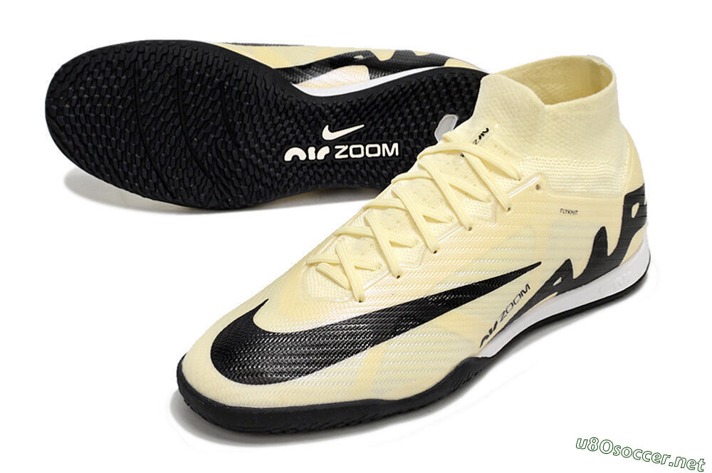 Men's Nike Air Zoom Mercurial Superfly 9 Elite IC Football Shoes - Beige/Black/White 3