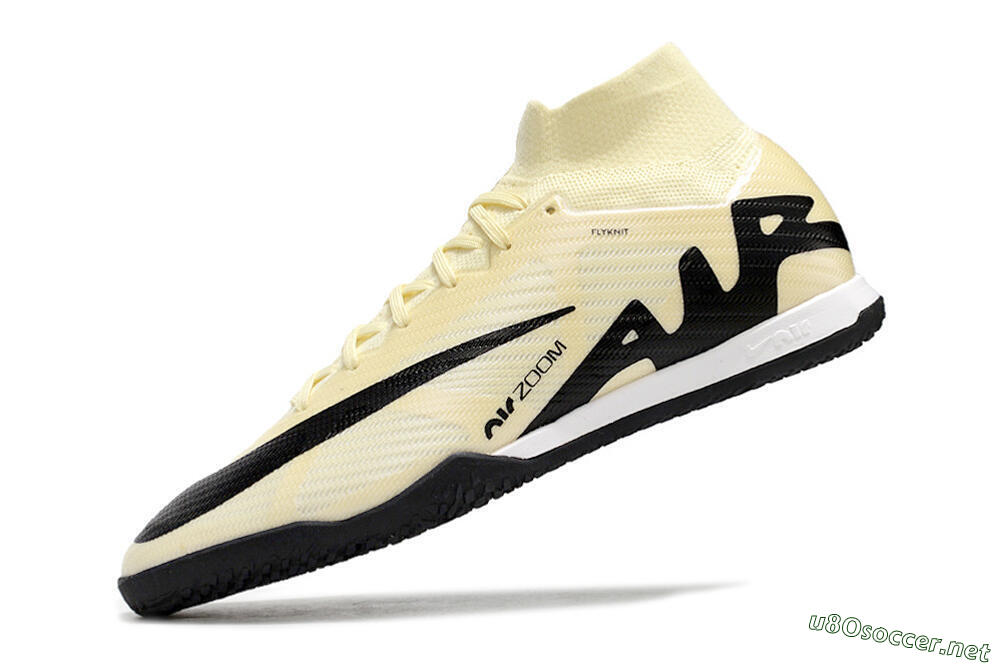Men's Nike Air Zoom Mercurial Superfly 9 Elite IC Football Shoes - Beige/Black/White 5
