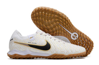 Men's Nike Tiempo Legend 10 Pro TF Football Shoes - White/Gold/Black