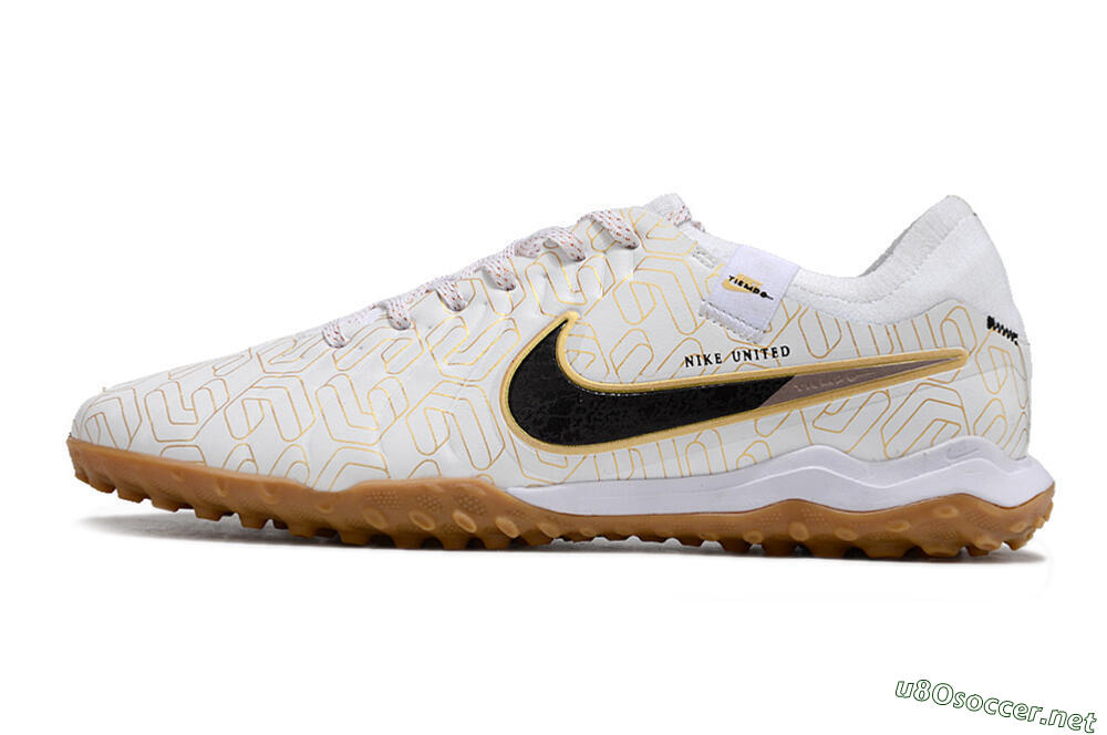 Men's Nike Tiempo Legend 10 Pro TF Football Shoes - White/Gold/Black 0