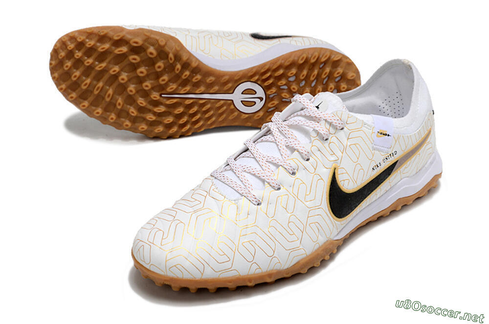 Men's Nike Tiempo Legend 10 Pro TF Football Shoes - White/Gold/Black 3
