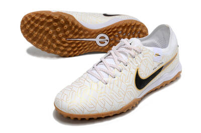 Men's Nike Tiempo Legend 10 Pro TF Football Shoes - White/Gold/Black