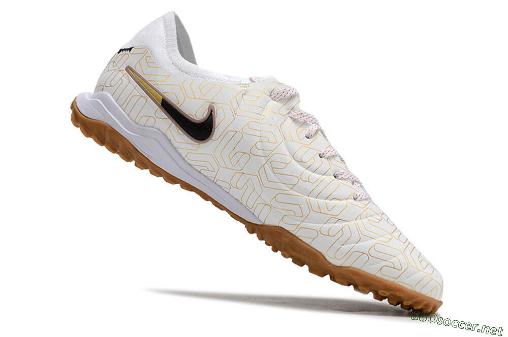 Men's Nike Tiempo Legend 10 Pro TF Football Shoes - White/Gold/Black 4