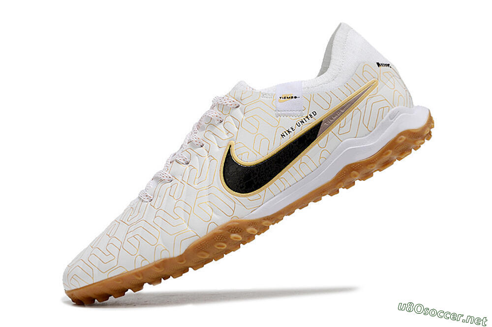 Men's Nike Tiempo Legend 10 Pro TF Football Shoes - White/Gold/Black 5