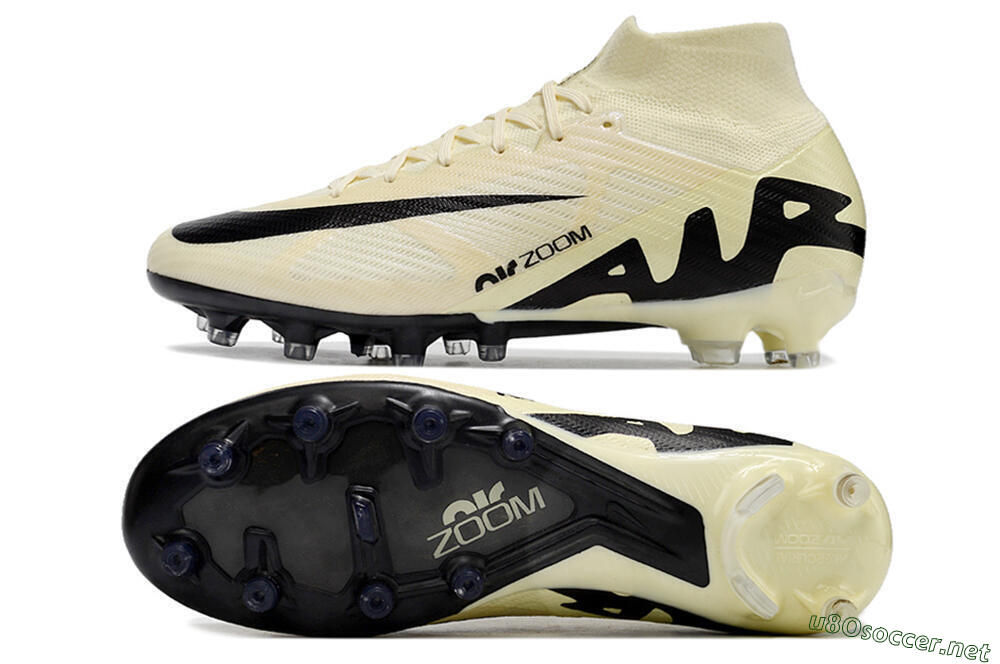 Men's Nike Air Zoom Mercurial Superfly 9 Elite AG Football Boots - Beige/Black/White 1