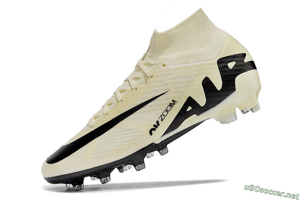 Men's Nike Air Zoom Mercurial Superfly 9 Elite AG Football Boots - Beige/Black/White 5