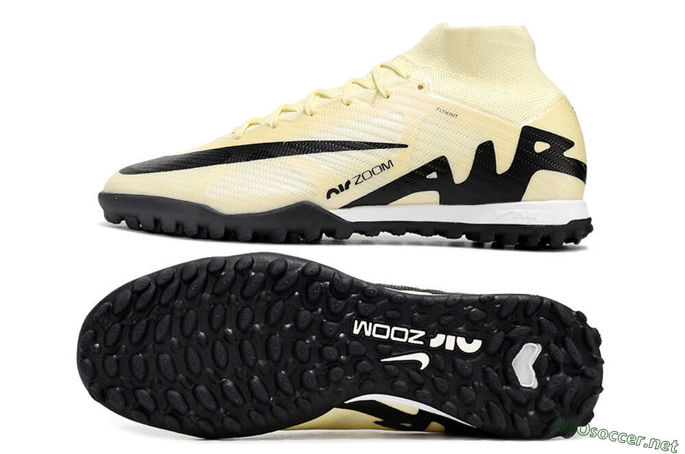 Men's Nike Air Zoom Mercurial Superfly 9 Elite TF Football Shoes - Beige/Black 1