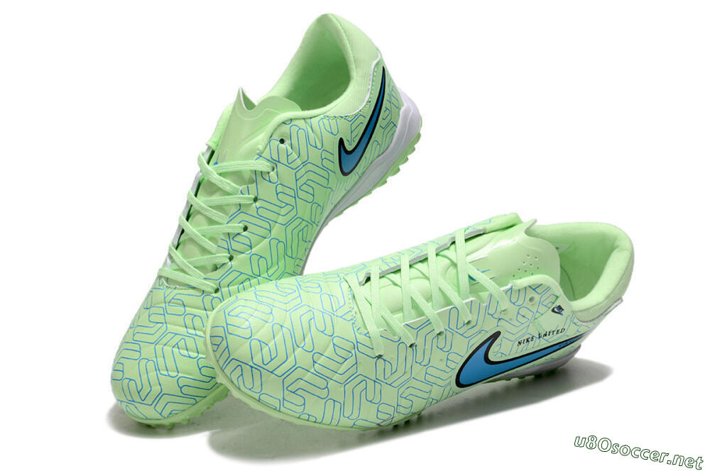 Men's Nike Tiempo Legend 10 Pro TF Football Shoes - Green/Blue/White 3