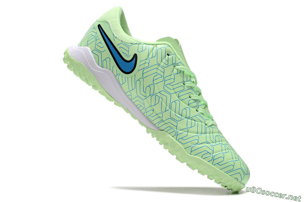 Men's Nike Tiempo Legend 10 Pro TF Football Shoes - Green/Blue/White 4