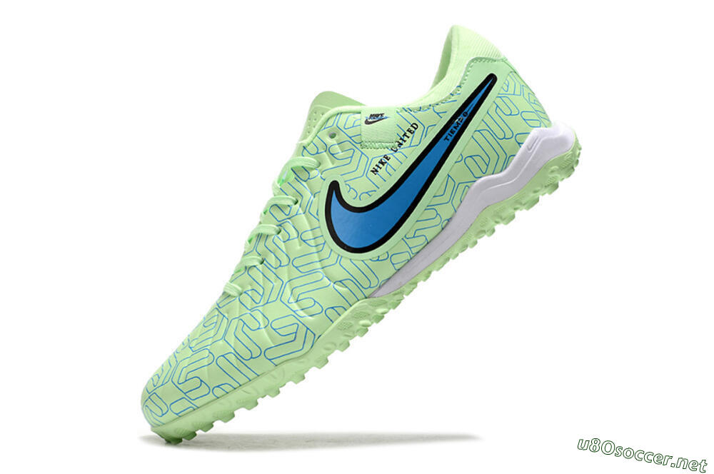 Men's Nike Tiempo Legend 10 Pro TF Football Shoes - Green/Blue/White 5