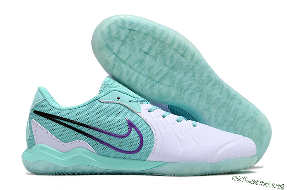 Men's Nike Tiempo Legend 10 Pro IC Football Shoes - White/Blue/Purple 2