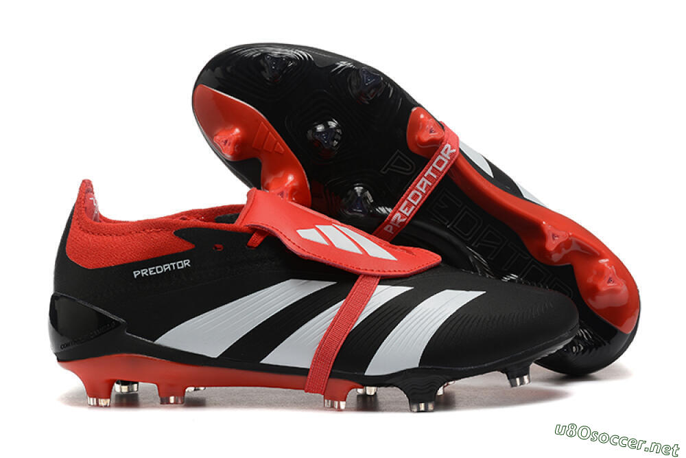 Men's Adidas Predator Elite Foldover Tongue FG Football Boots - Black/White/Red 2